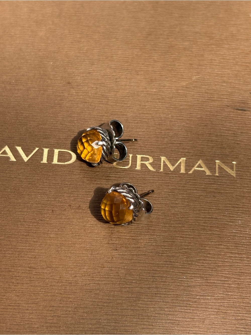 David Yurman Chatelaine Faceted Citrine Cable Stud Earrings